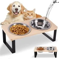 BlingBin Napf-Set Futterstation Katzen Erhöht, Katzennapf und Hundenapf mit 2 Näpfen, Edelstahl, Futternapf Katze Erhöht für Katzen und kleine Hunde