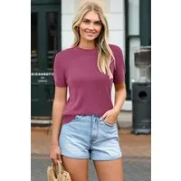 Arach&Cloz Strickpullover Damen Pullover Wolle Strickpullover Rundhals Strick Top Kurzarmshirt