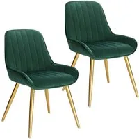 EUGAD Esszimmerstuhl (2 St), Retro, Sitzfläche aus Samt, mit Metallbeine