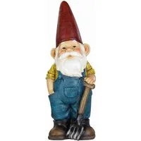 MARELIDA Gartenzwerg DAVID Zwerg mit Mistgabel Dekofigur Polyresin Gartenfigur Gnom 29cm, (1 St)