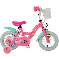 Volare Kinderfahrrad 12 Zoll Kinder Mädchen Fahrrad Mädchenfahrrad Rad Barbie 31255-SAFW, 1 Gang, Korb,Stützräder,Kettenschutz, Schutzbleche