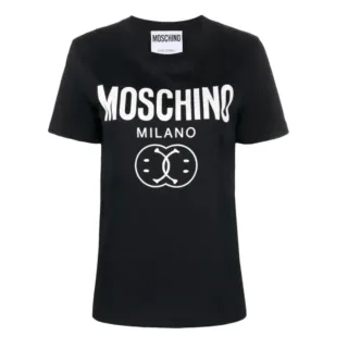Moschino - Schwarzes T-shirt Mit Doppel-smiley