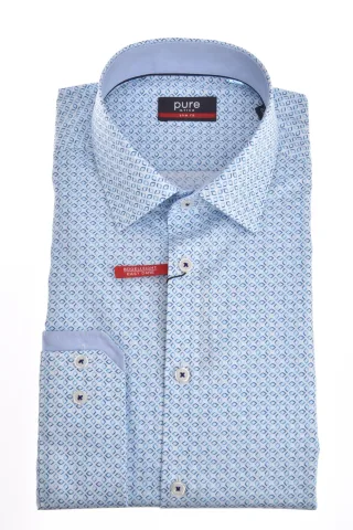 pure - PURE- City Hemd slim fit Langarm blau - Gr. - M