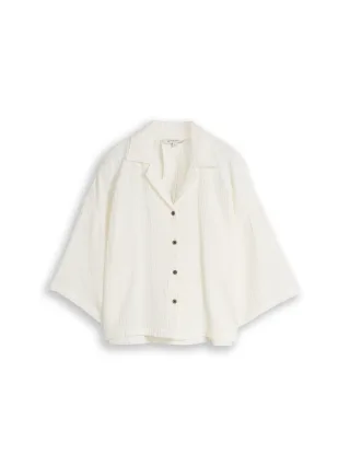 Tom Tailor - Oversize Musselin Bluse aus Baumwolle whisper white - Gr. - 46