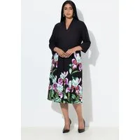 Ulla Popken Midikleid Punto-Midikleid A-Linie Kelchkragen 3/4-Arm