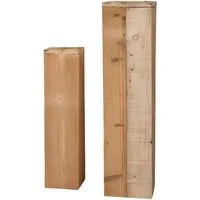 Dekoleidenschaft Dekosäule "Rustikal" aus recyceltem Holz, 60 + 79 cm hoch, Holzsäule, Podest (2 St., im Set), Blumenständer, Pflanzensäule, Dekoständer, Blumensäule