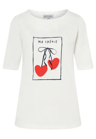 MORE & MORE - T-Shirt mit Kirschen-Print weiß - Gr. - 40