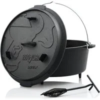 BBQ-Toro Grilltopf Dutch Oven DO12P, 13,6 L Premium Gusseisen Kochtopf, Gusstopf, Gusseisen (3-tlg)