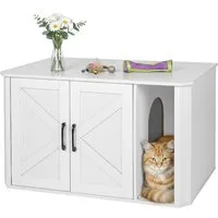 relaxdays Indoorhütte Katzenschrank für Katzenklo, weiß