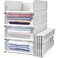 CALIYO Aufbewahrungsbox 4er Schubladenbox Stapelbare Kleiderschrank Organizer Faltbaren Regal (4 St), Aufbewahrungsbox Stapelbaren Schrank Schubladen Plastik Lagerkisten