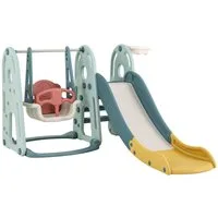 KOMFOTTEU Spielturm, 4 in 1 Kinderschaukel, Spielplatz inkl. Ball & Pumpe
