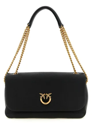 PINKO schwarze Lammleder Schultertasche