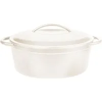 GSW Kochtopf Gusseisen Bräter Brattopf Bratkochtopf Kochtopf Topf 33 x 25 cm weiss, Gusseisen