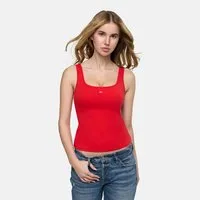 cfab (creamy fabrics) BH-Hemd Cotton Tank with Built-In Push-Up Bra-Red-XS (1-tlg)