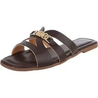 Ital-Design Damen Pantolette mit Schmuckdetail und Komfortsohle Pantolette (91970855) Blockabsatz Pantoletten in Braun