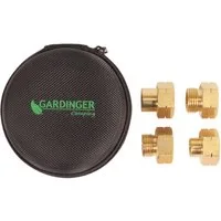 GARDINGER Propanflaschen-Füllset 4-teilig Messing Softbox für Europa Adapter nicht zutreffend zu D1 (M10x1), D3 (M14x1,5 IG), D2 (W20x1/14" links), D4 (W21,8x1/14"links), Propanflaschen-Adapterset 'Europa'