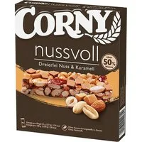 CORNY Cerealien, Corny nussvoll Dreierlei Nuss und Karamell Riegel einzel verpackt 96g