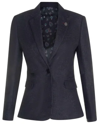 Damen-Blazer aus Tweed mit Fischgrätmuster und schwarzer Wolle im Stil der 1920er Jahre