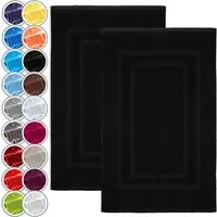 NatureMark Badematte 2er-Set Badvorleger 50x80cm, strapazierfähig, Baumwolle, rechteckig, Badematte 2-tlg., Duschmatte Duschvorleger, Premium Qualität, 50x80cm, Schwarz