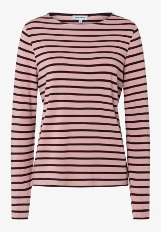 MORE & MORE - Gestreiftes Langarmshirt pink - Gr. - 42