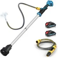 XERSEK Regenfasspumpe 3000L/h Wasserpumpe mit Gartensprühdüse Kabellose Stab-Transferpumpe (Fasspumpe mit 2×2.0Ah Akku 18V), für Pool/Garten/Teich/Wohnmobil/Boot