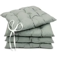 Amilian Stuhlkissen 40x40 mit Bändern - 4er Set Sitzkissen - Outdoor Indoor - Sitzauflage, waschbar