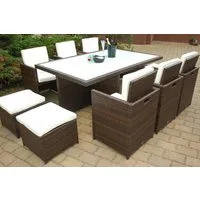Ragnarök Möbel-Design Garten-Essgruppe Heimdall Esstisch Set 6+4, (Set, Polyrattan, Alu), Würfelsystem