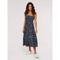 Apricot Midikleid Gestuftes Kleid mit Orchideenprint (Nicht angegeben) mit Smokdetails