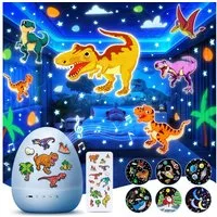 Vivitar LED-Sternenhimmel Dino-Ei-Projektor für Kinder, Nachtlicht mit 12 Projektionsfolien, Geschenk für Jungen und Mädchen, 360°-Drehung, 7 Farben, 15 Melodien und beruhigenden Klängen, 1200-mAh-Akku, aufladbar über USB-C, 15/30-Minuten-Timer, DIY-