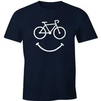 MoonWorks Print-Shirt Fahrrad Herren T-Shirt Smile Happy Bike Radfahren Fun-Shirt Moonworks® mit Print
