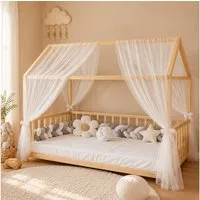Baby Fancyroom Betthimmel Hausbett Himmel Premium Tüll, Baldachin für Kinderbett Mädchenzimmer, 2-teilig, mit 4 Schleifen, Premium Tüll