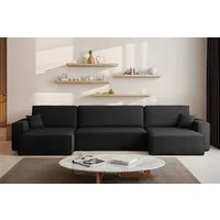 yourhouse24 Wohnlandschaft Gepolstertes KARL XXL U-Form, Cord-Stoff, mit Schlaffunktion und Bettkasten, Seite universal
