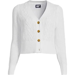 Cardigan aus Leinenmix, Damen,  Weiß, by Lands' End
