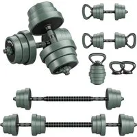 COSTWAY Hantel-Set, inkl. Kunzhantel, Langhantel, Kettlebells, 20kg