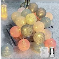 Vivitar LED-Lichternetz Dimmbares Wattebausch-Licht mit Fernbedienung – USB + Batteriefach, 8 Lichtmodi, 5 Helligkeitsstufen, ideal für Weihnachten