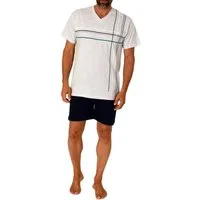 Normann Pyjama Herren Shorty Schlafanzug kurzarm mit Frontprint - auch in Übergrößen
