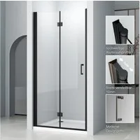 Hopibath Duschwand faltbar für Dusche Duschtür Schwarz Duschabtrennung 120 100 90 Breit, 5mm Sicherheitsglas, (Nischentür Scharniertür Chrom, H: 195cm), mit Magnetverschluss, Alu-Bodenleiste