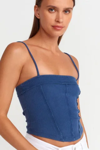 Geripptes Quadrat-Ausschnitt Crop Top