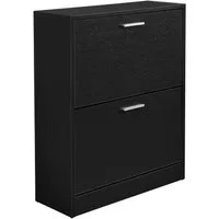 en.casa Schuhschrank »Sykkylven« Schuhkipper mit 2 Klappen 81 x 63 x 24 cm Schwarz