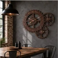 AnticLine Wanduhr Antik Line Metall Zahnrad-Wanduhr mit 3 Uhrwerken Industrial-Stil