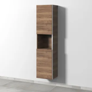 Sanipa 3way Hochschrank mit 2 Türen und 1 offenem Fach, Eiche-Tabak BR11650