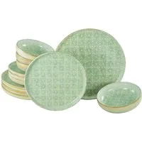 CreaTable Teller-Set Uno Emiliana, Teller Set 12-tlg (12-tlg), 4 Personen, Steinzeug, Shabby Look, Vintage Style