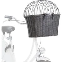 TRIXIE Tierfahrradkorb Hundefahrradkorb vorne aus Polyrattan - anthrazit - 44 × 41 × 34 cm