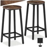 tectake Barhocker Barstühle mit Fußstützen aus Holz und Stahl, Sitzhöhe 66 cm (Bistrohocker Corby, in Industrial Holz dunkel, rustikal), mit höhenverstellbaren Kunststofffüßen