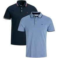 Jack & Jones Poloshirt 2er Pack Paulos - Slim Fit (Spar-Set, 2-tlg) Poloshirt - Baumwolle - Atmungsaktiv - Mit kleinem Markenlogo