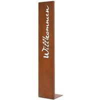 Levandeo® Dekoobjekt, Stele Willkommen H75cm Garten-Deko Rost Rostdeko Edelrost