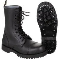PureTrash Stiefel, 10-Loch Pure Trash, schwarz, Stahlkappe, Schrauben Stiefel geschraubte, geklebte und genähte Profilsohle