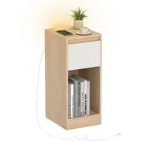 VASAGLE Nachttisch (1-St), schmal Beistelltisch, Nachtschrank mit LED-Beleuchtung,Touch-Steuerung
