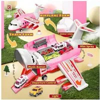 Vivitar Spielzeug-Flugzeug mit Lichtern, Geräuschen, Sprühfunktion und 12-teiligem Spielzeugauto, (regt zum Lernen und zur Aktivität an, bestes Geschenk, Spielzeug für Kinder, Reichhaltige Zusammenstellung, cleveres Kabinendesign, Parkfunktion), Lern
