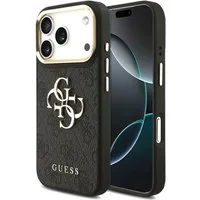 Guess Handyhülle GUESS Case für iPhone 17 Pro Metal Logo Gold Hülle Cover Schwarz